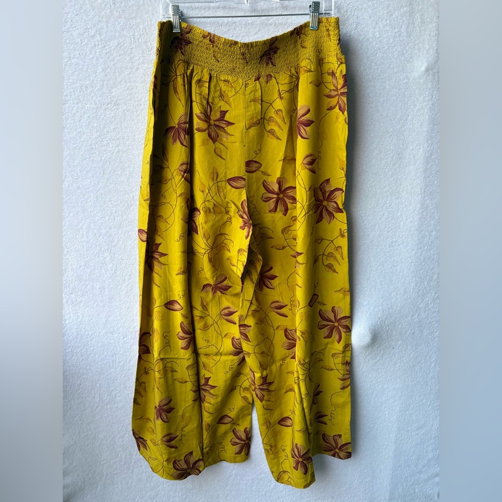 Sundance Living Himari Floral Pants Yellow Wide Leg - Picture 2 of 5